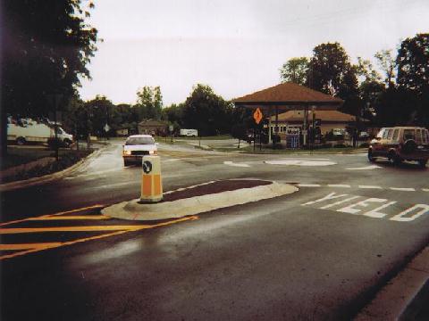 Western world's first mini-roundabout at Dimondale Michigan